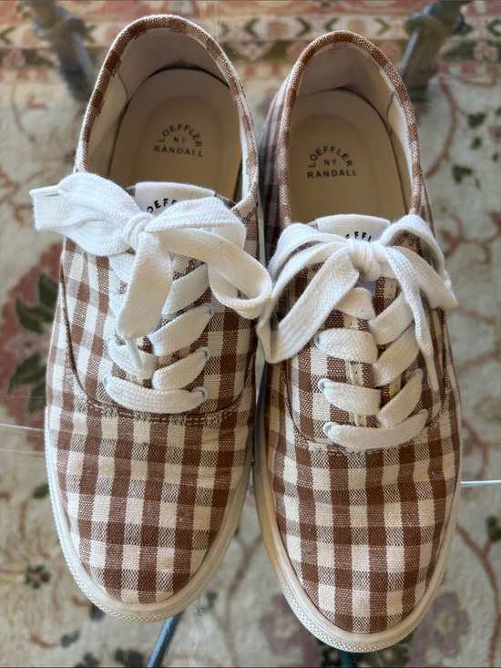 Loeffler Randall Shoes - Loeffler Randall Brown Cream Gingham Sneakers